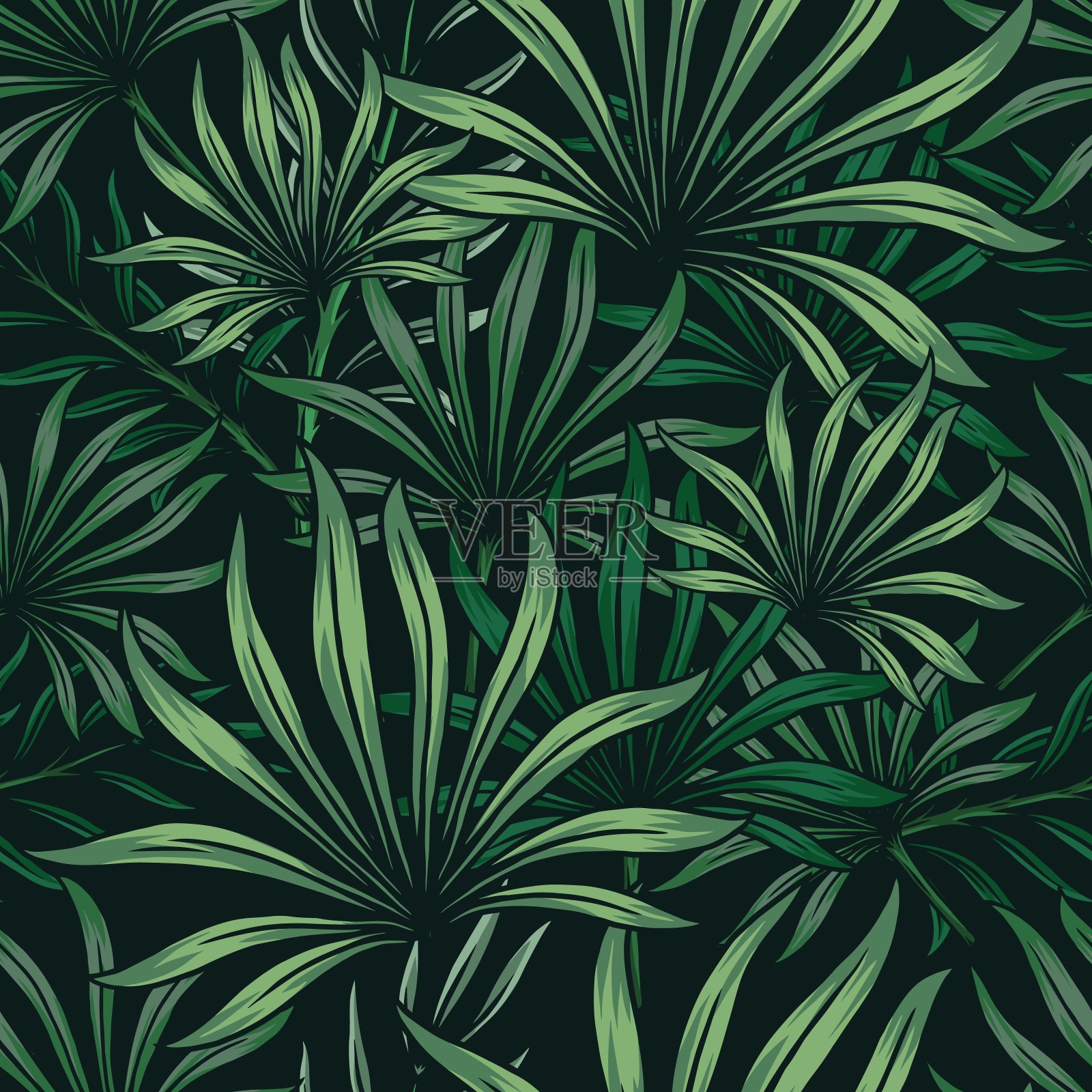 复古的热带自然无缝图案插画图片素材