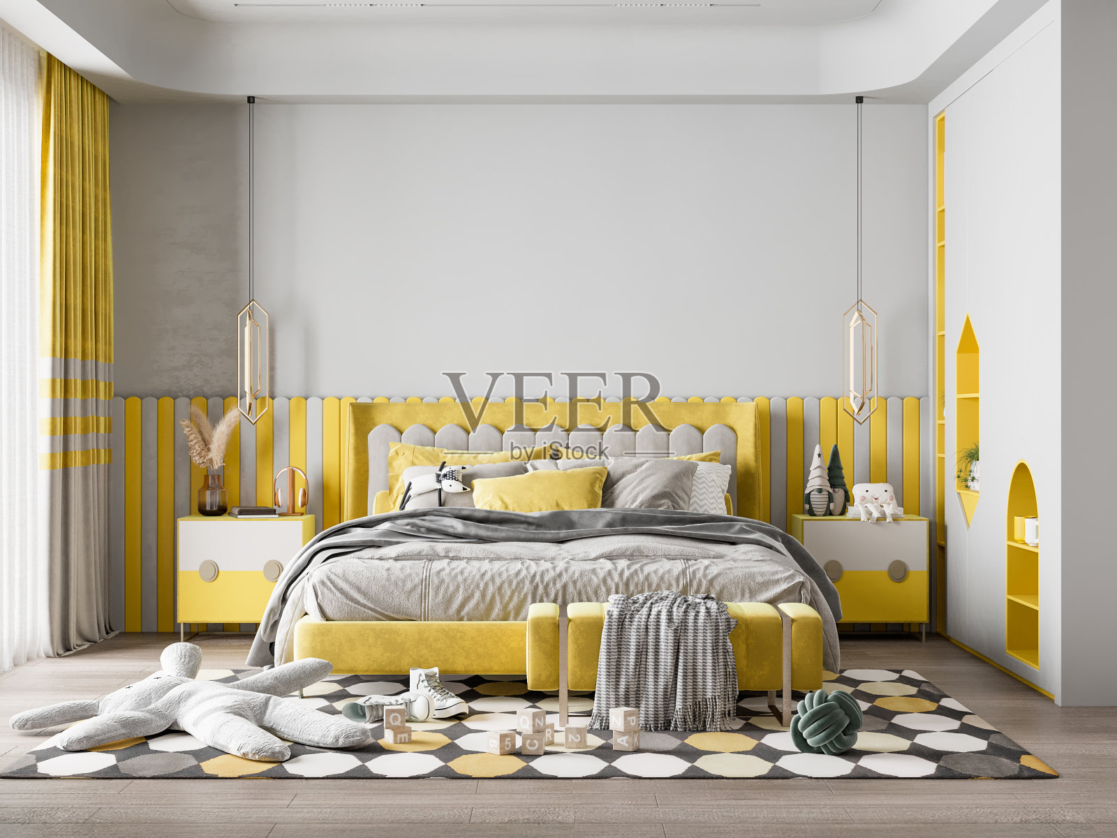 室内儿童卧室壁纸模型照片摄影图片