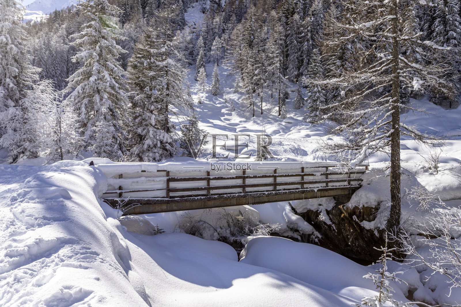 雪桥照片摄影图片