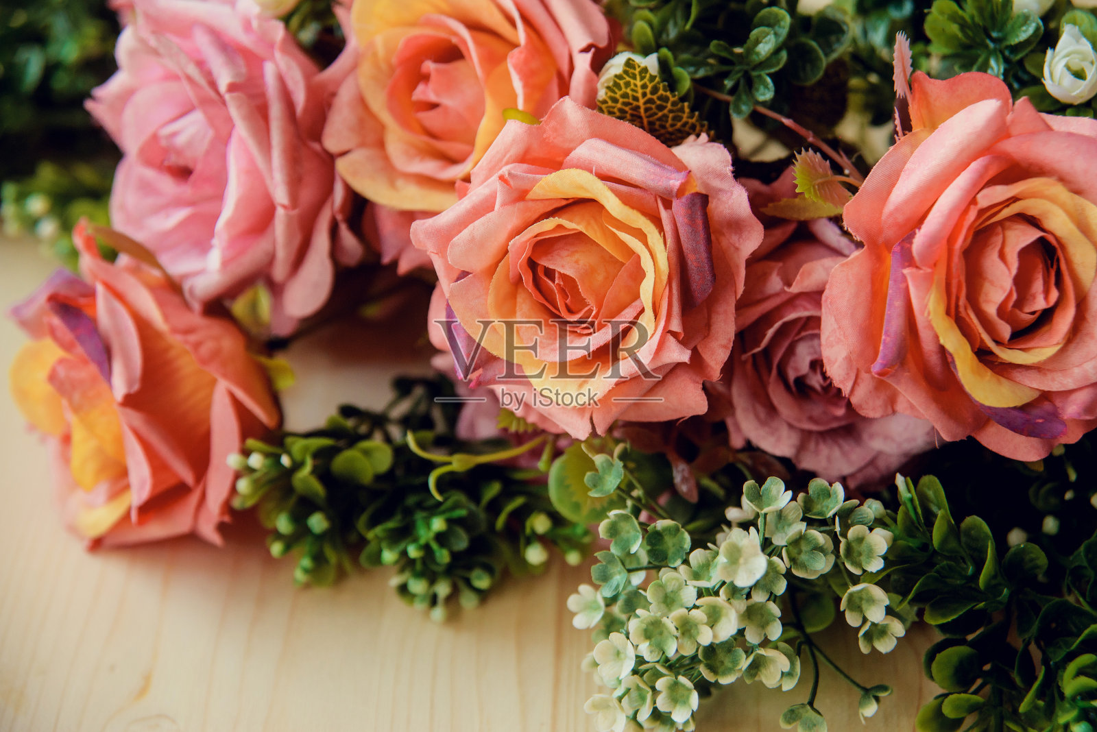 花卉背景的玫瑰和牡丹,明信片,空白为3月8日照片摄影图片