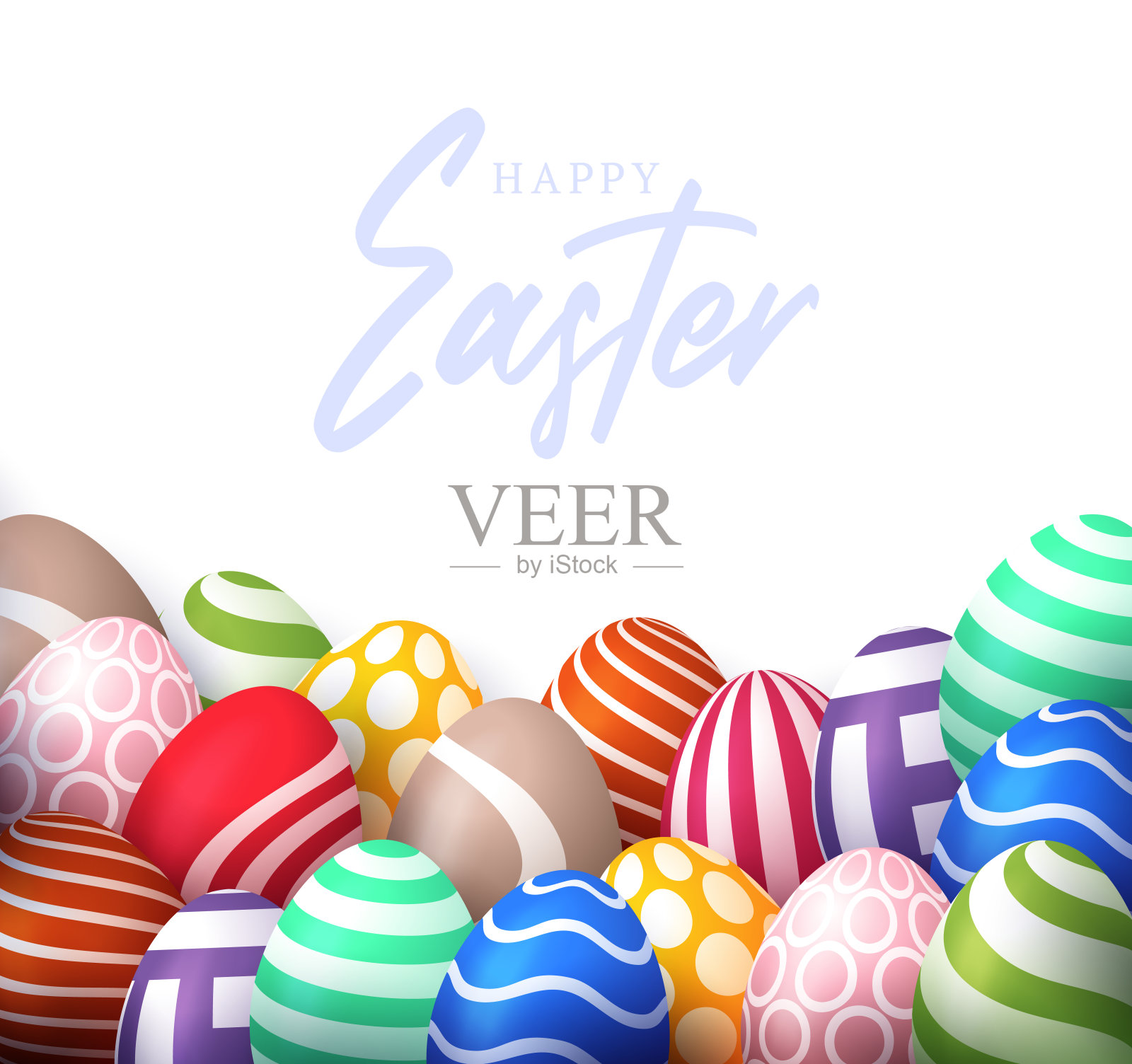 复活节2021海报与空白。横幅模板与复活节彩蛋的背景。复活节促销和购物模板。矢量插图。独立的3d复活节彩蛋插画图片素材