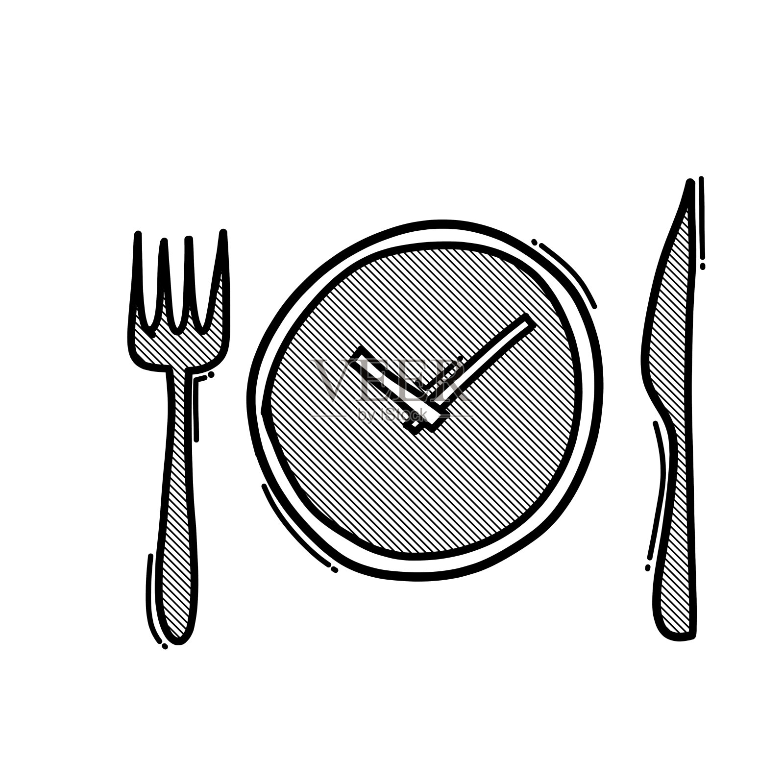 食物时钟涂鸦矢量图标。手绘素描插图eps10插画图片素材