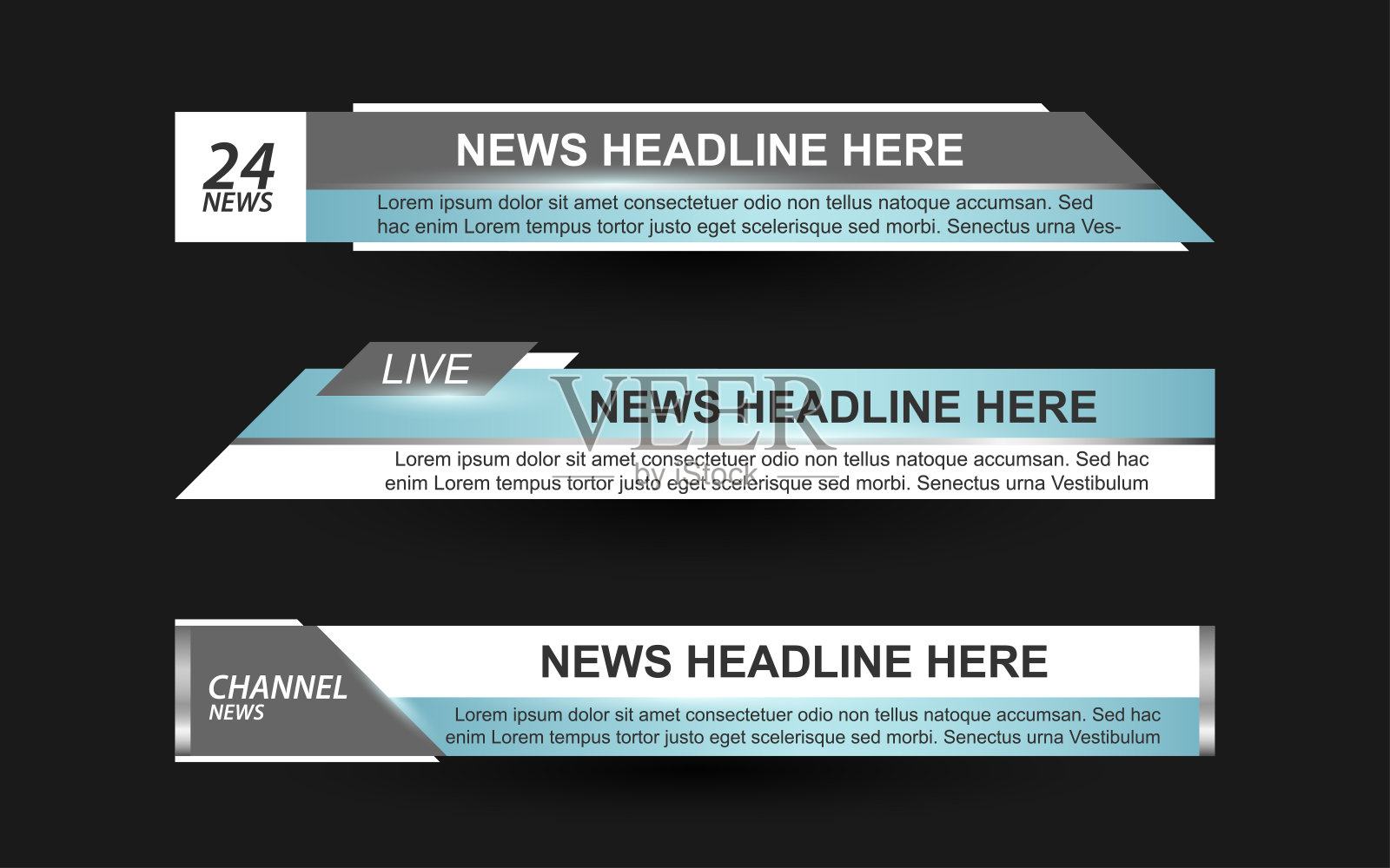 et集合向量的广播新闻下三分之一模板布局设计旗帜设计模板素材