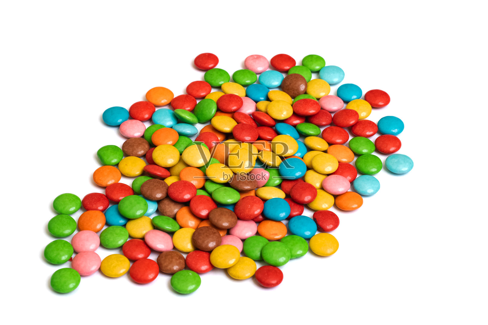 一堆彩色糖果孤立在白色背景上照片摄影图片
