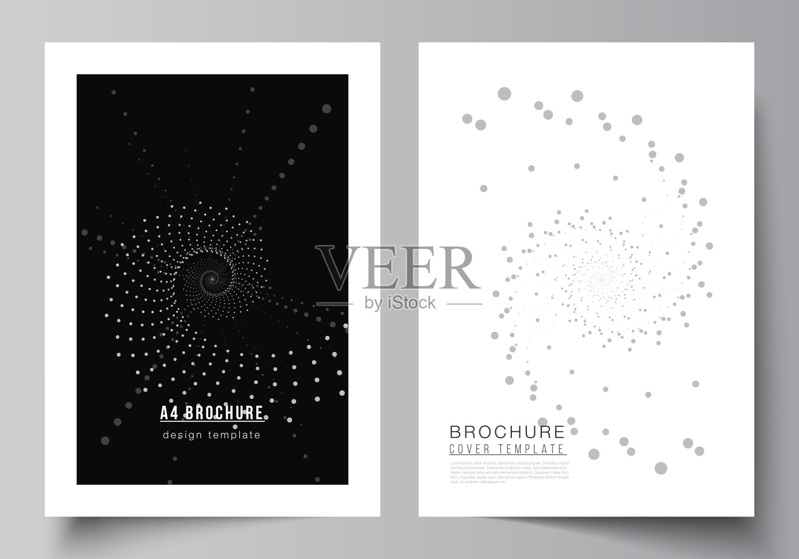 矢量布局的A4封面模型模板小册子,传单布局,小册子,封面设计,书设计。摘要技术学黑色彩学背景。数字数据。极简主义的高科技。设计模板素材