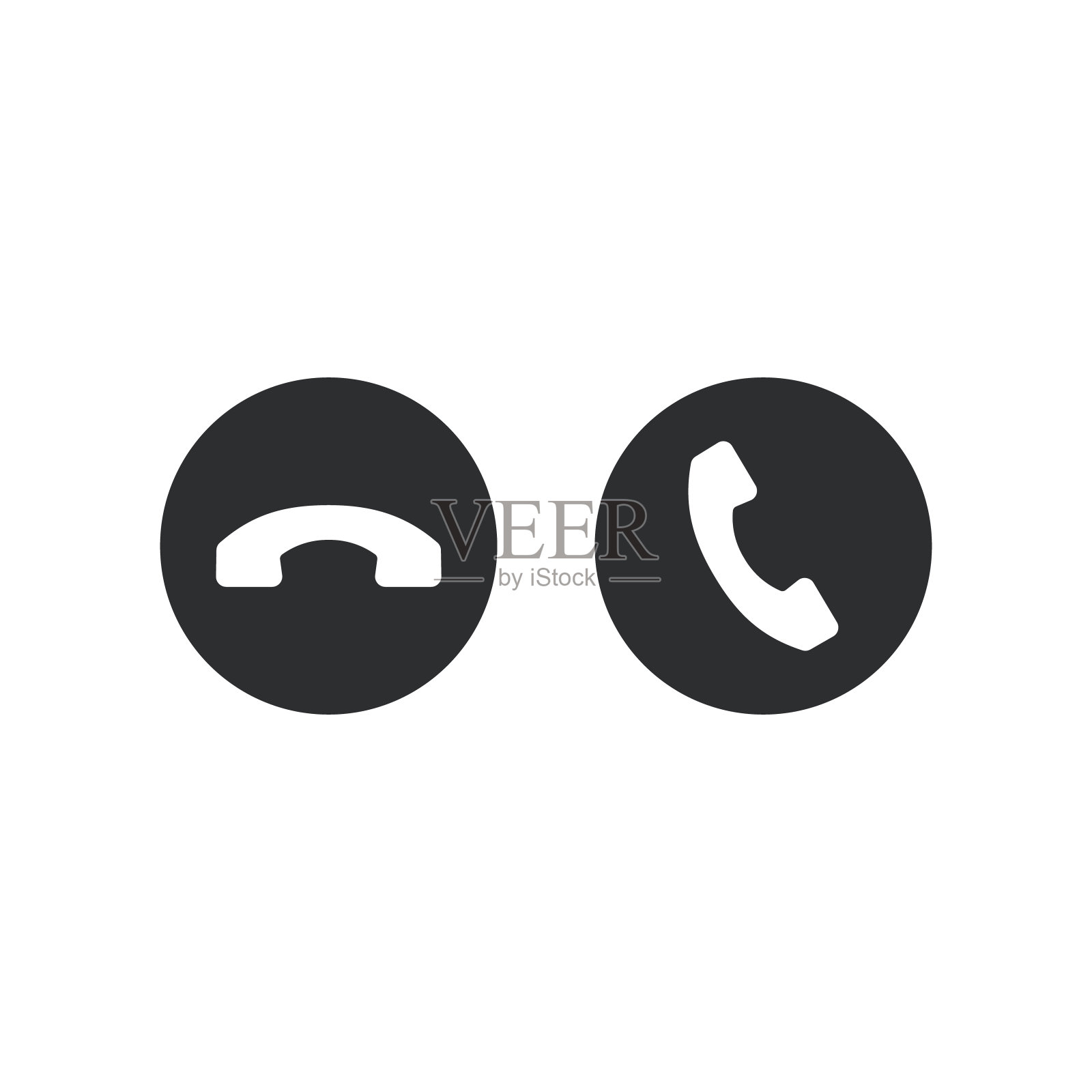 电话图标。手机符号。呼入呼出概念。拿起电话,放下电话。接受和拒绝电话按钮。矢量图标设置图标素材