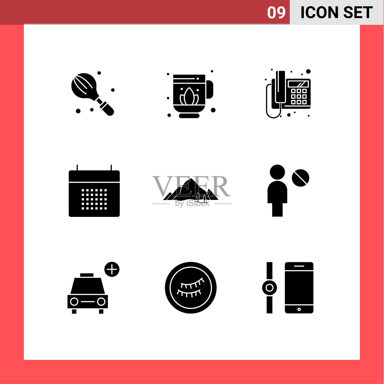 设置9个商业实体雕文包图标素材