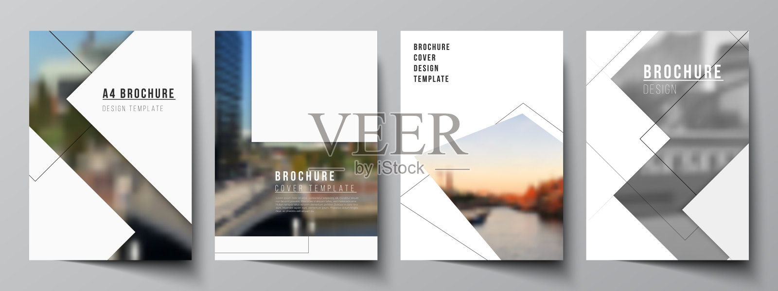 矢量布局A4格式封面模型设计模板与几何简单的形状,线条和照片的地方宣传册,传单布局,小册子,封面设计,书,小册子封面。设计模板素材