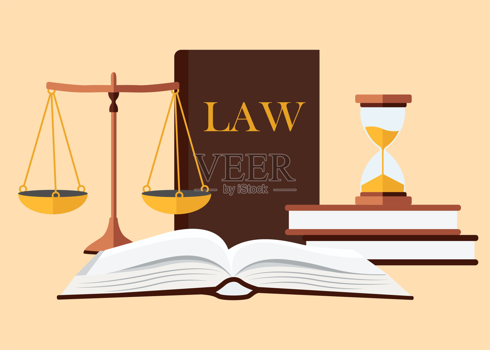 法律与公正概念矢量扁平风格插画设计元素符号和图标插画图片素材