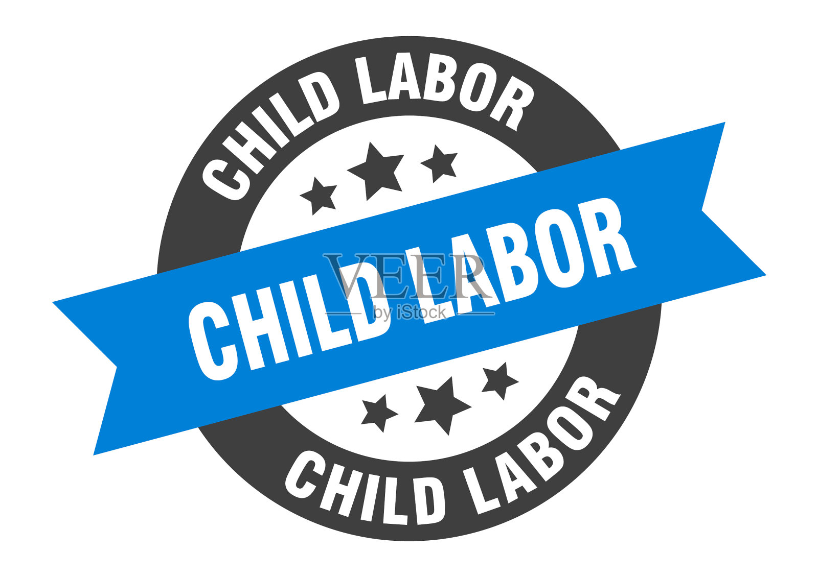 童工标志圆丝带贴孤立标签插画图片素材