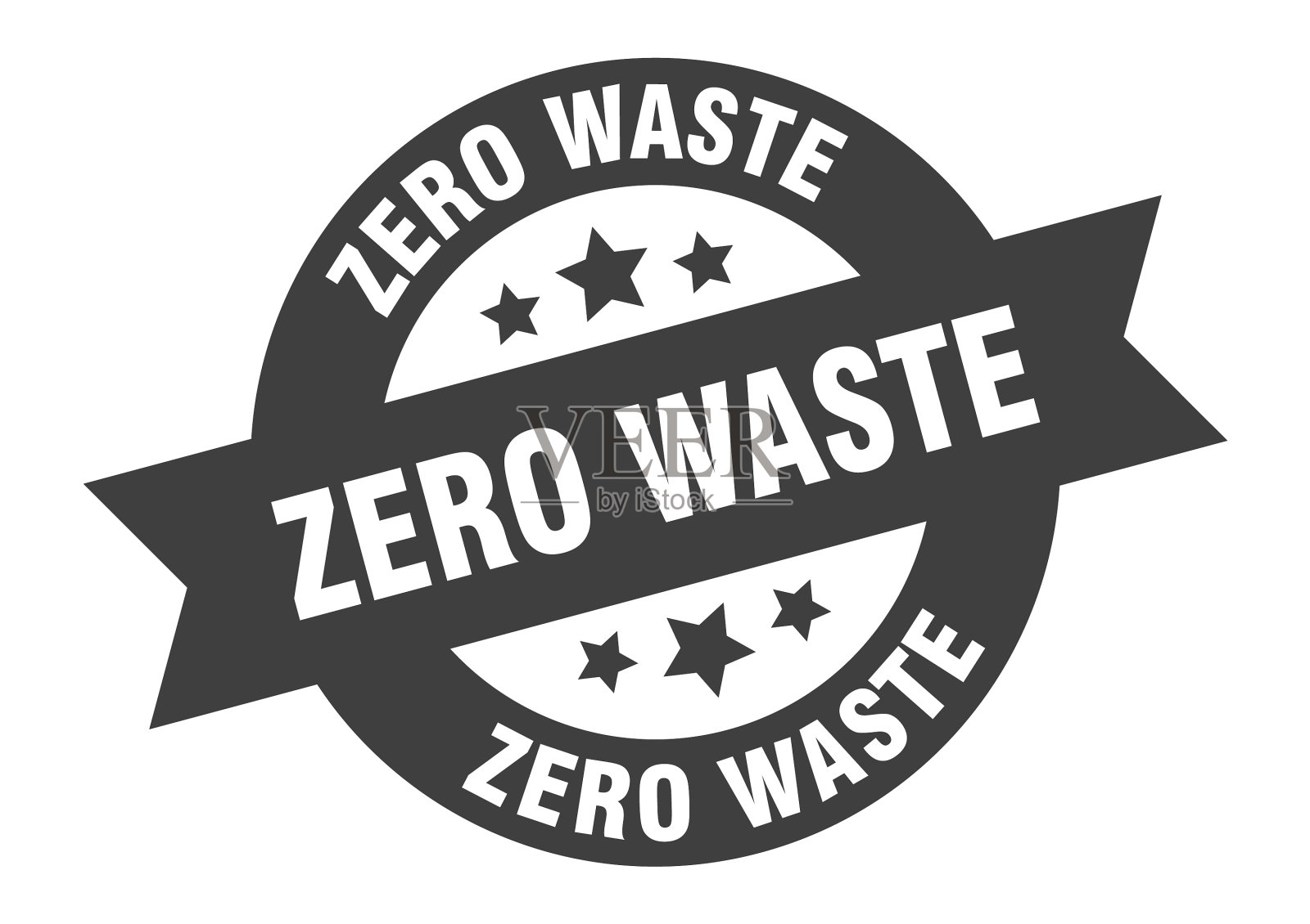 零浪费标志圆丝带贴纸孤立标签插画图片素材