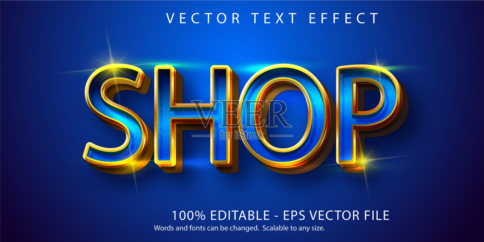 商店文字闪亮的金色风格可编辑的文字效果插画图片素材