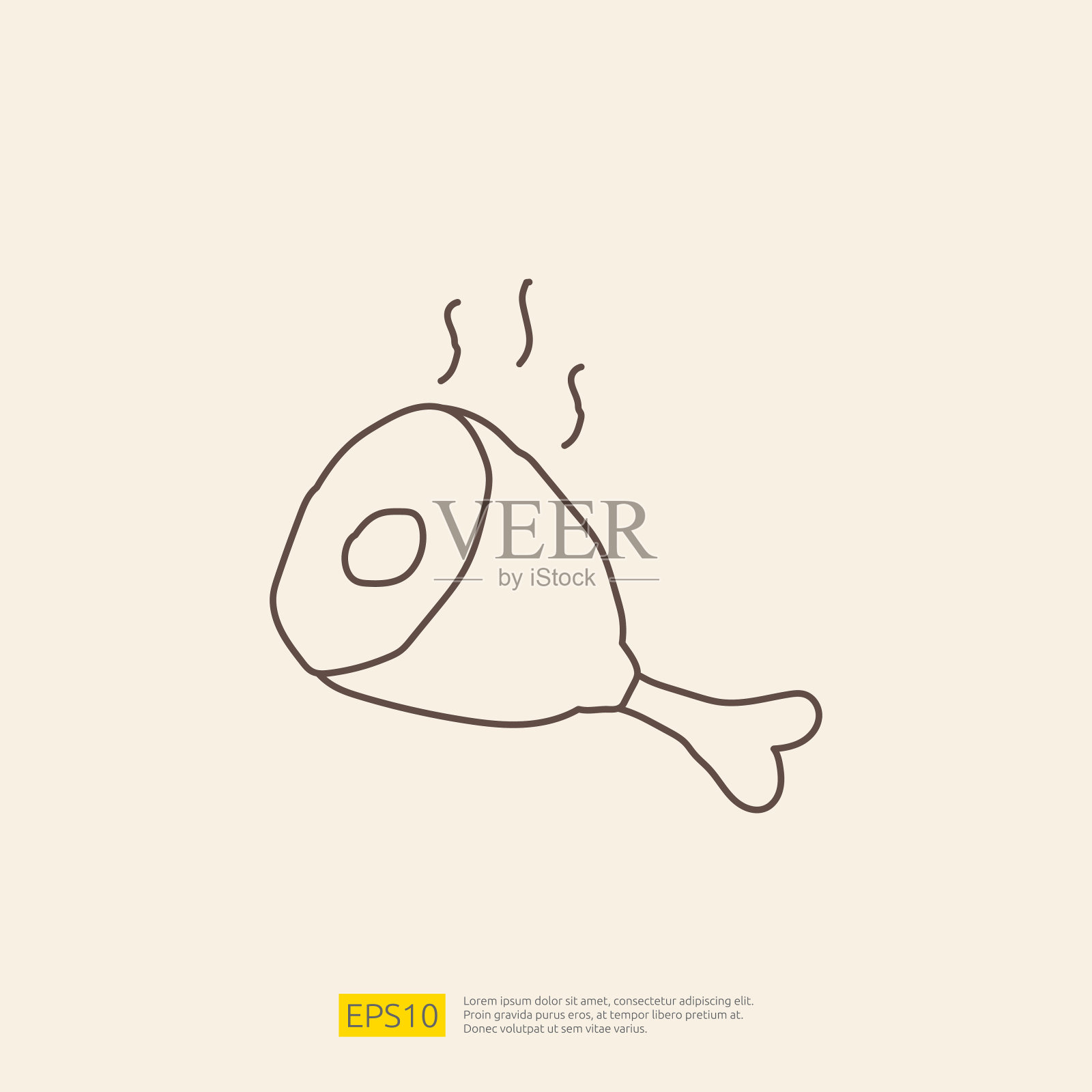 肉类涂鸦图标的烹饪概念。描线符号符号矢量插图插画图片素材