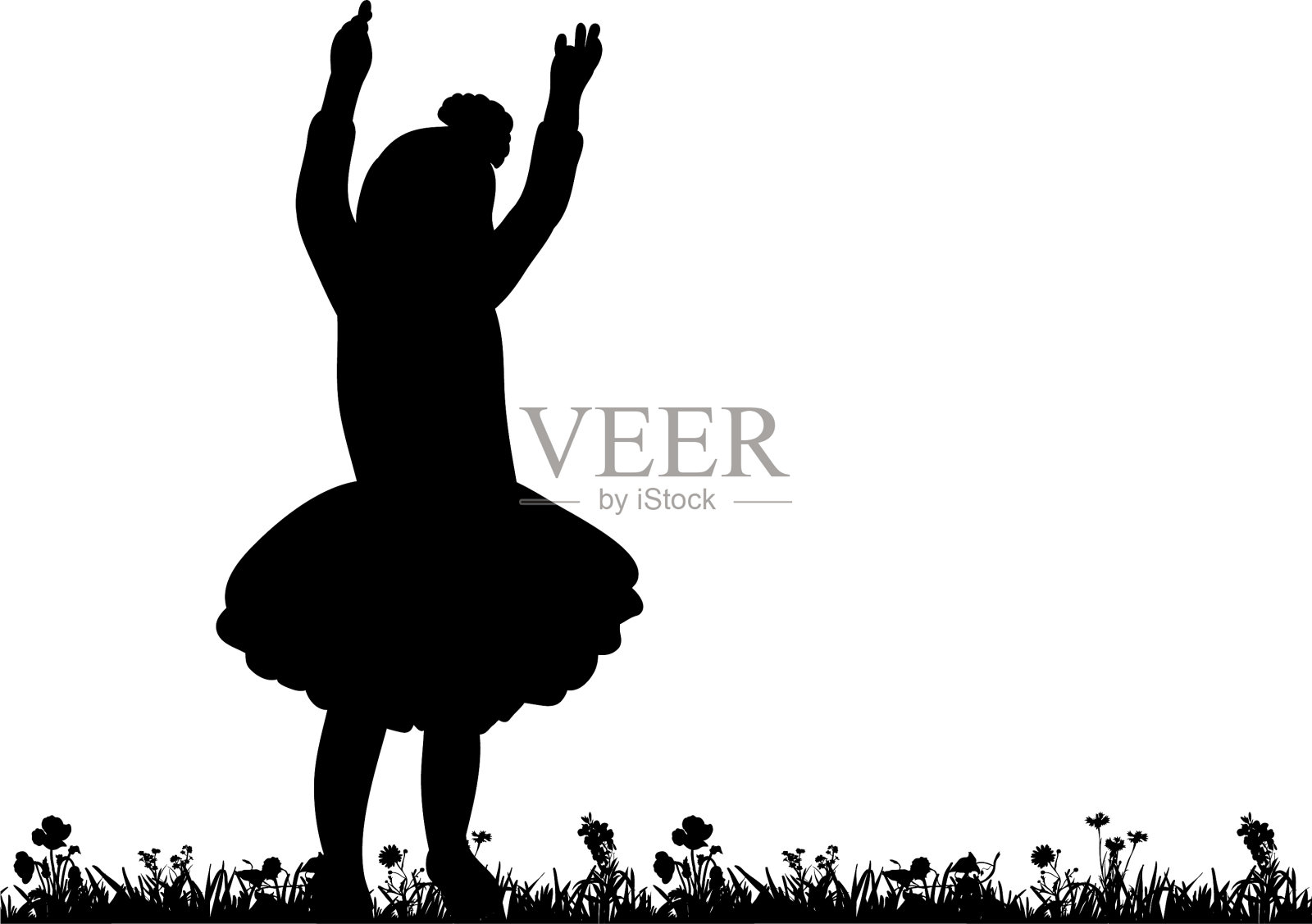 一个女孩在跳舞的剪影插画图片素材