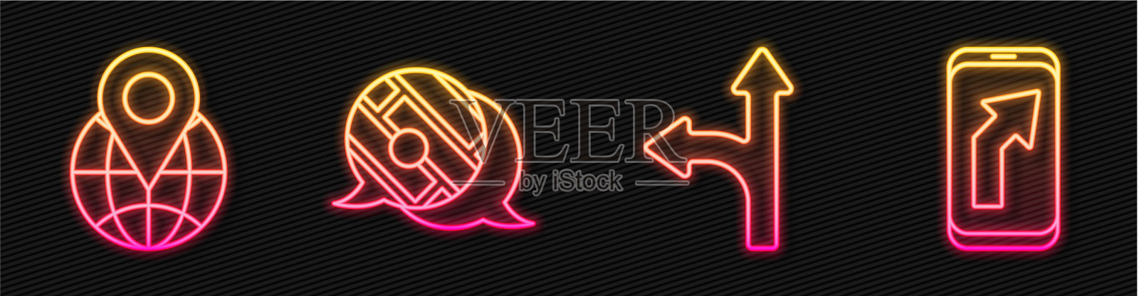 在地球上设置直线道路交通标志位置插画图片素材