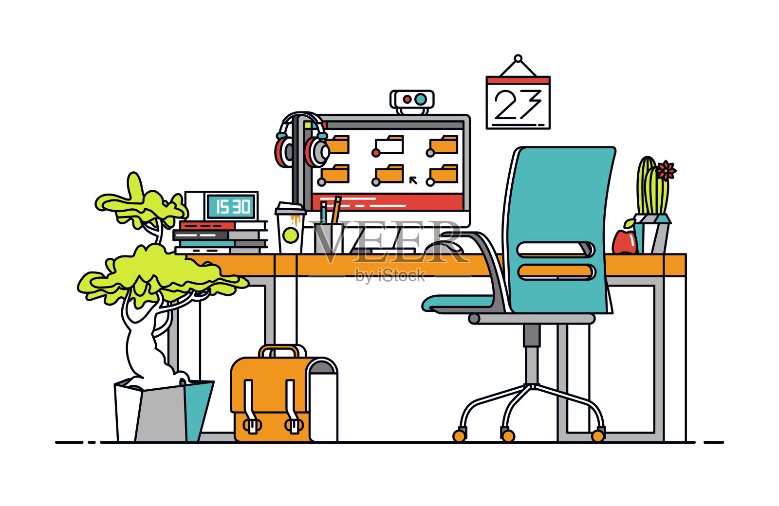 细线工作插画图片素材