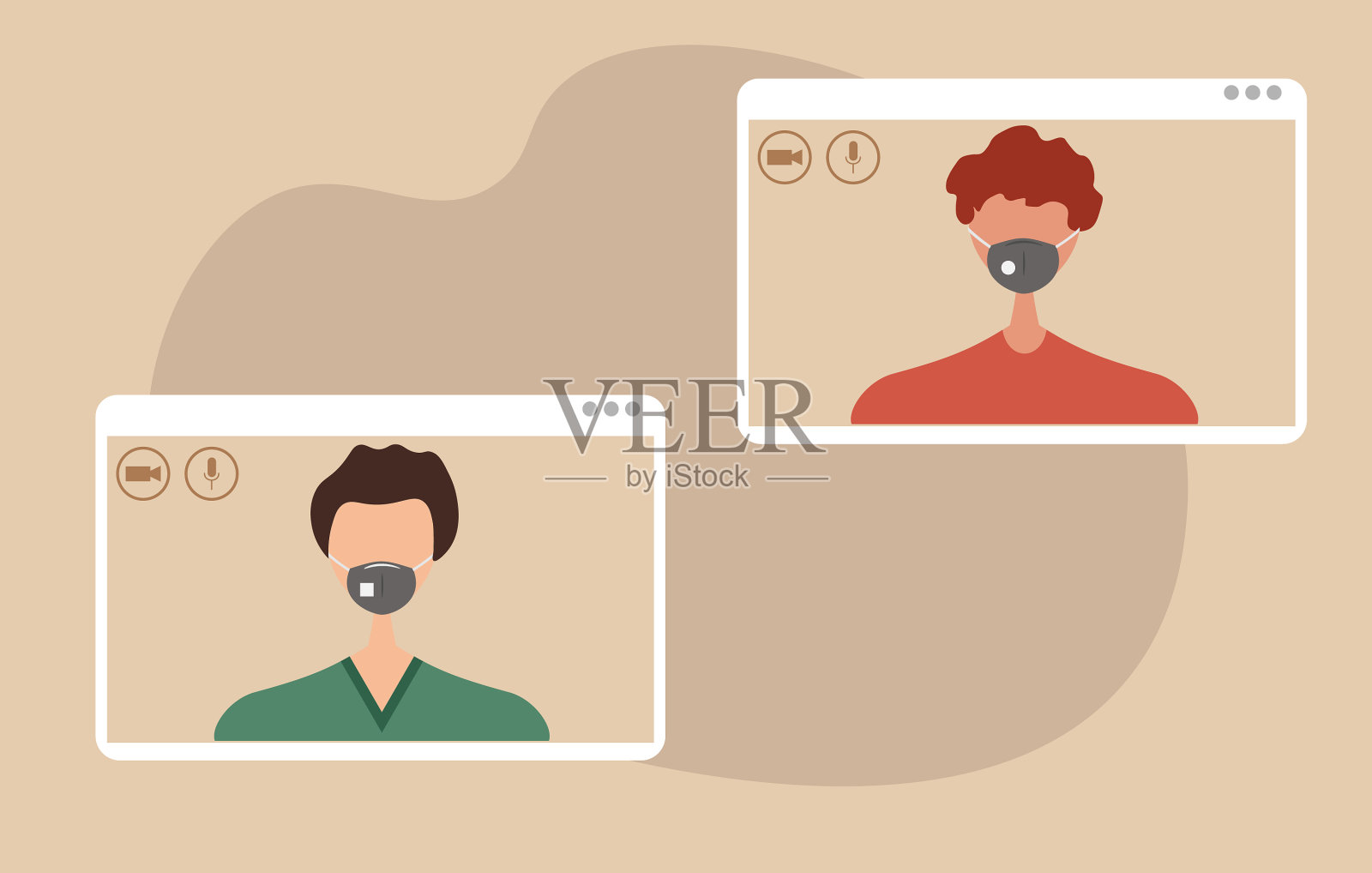 字符使用视频通话界面插画图片素材