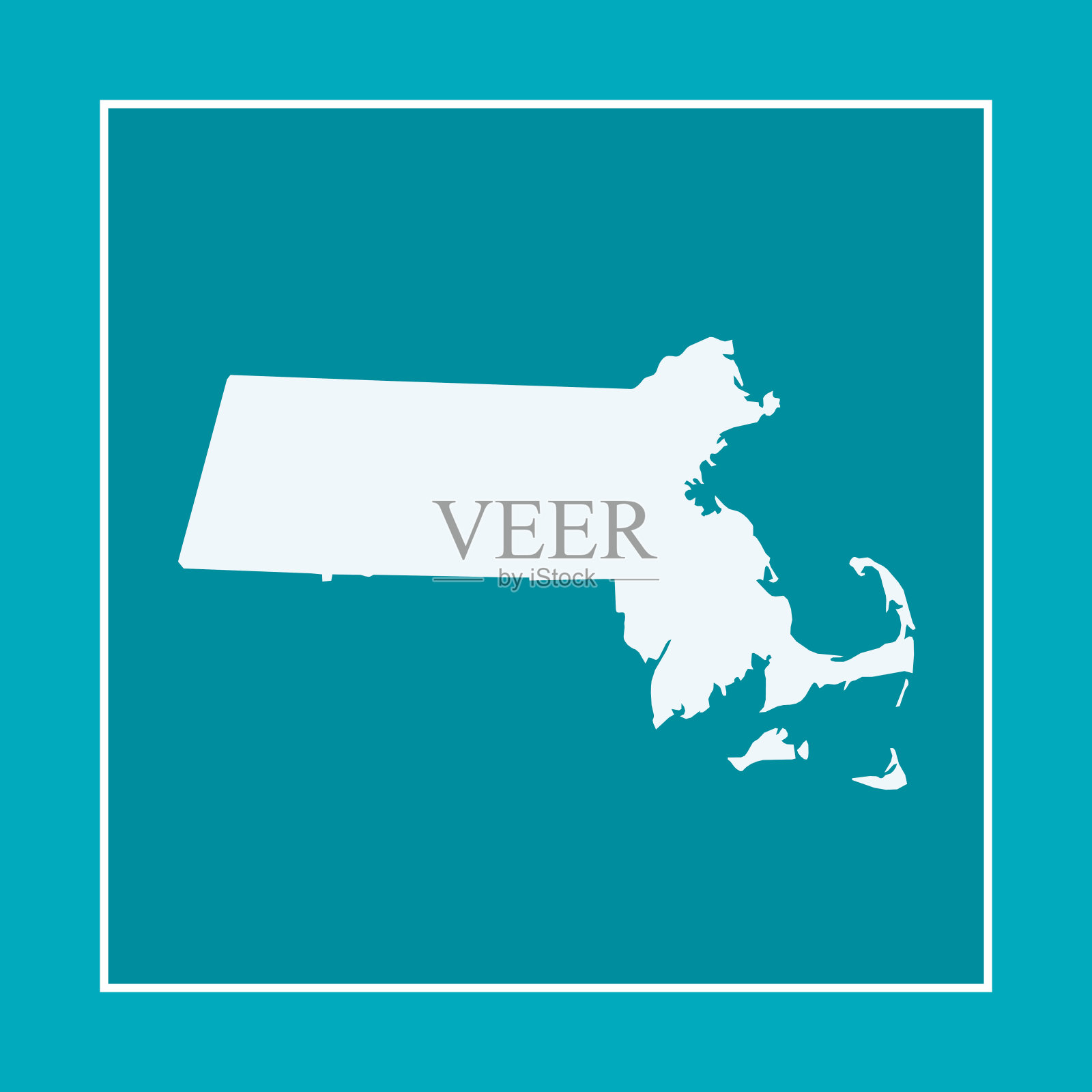 麻萨诸塞州地图插画图片素材