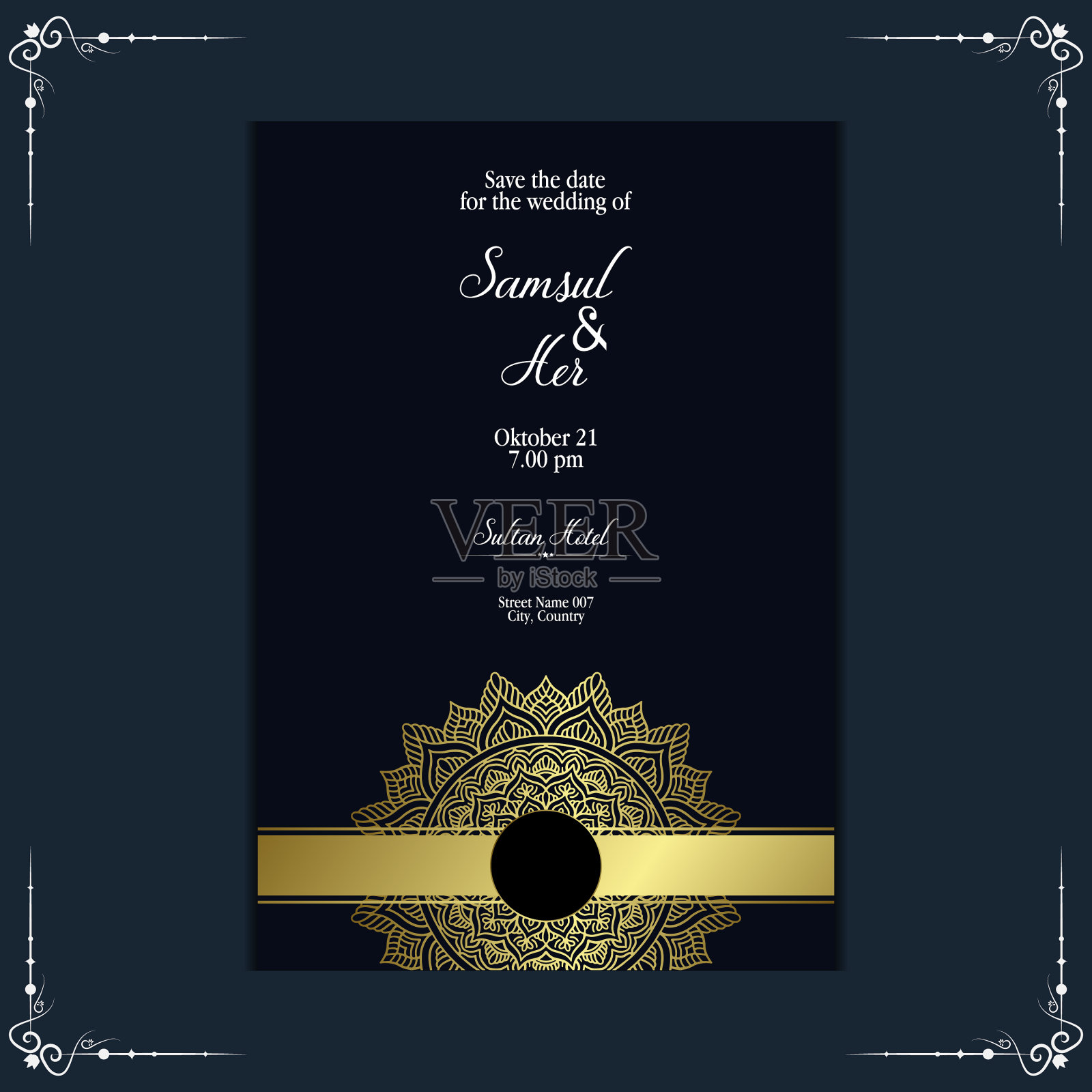 花和曼陀罗观赏装饰框架插画图片素材