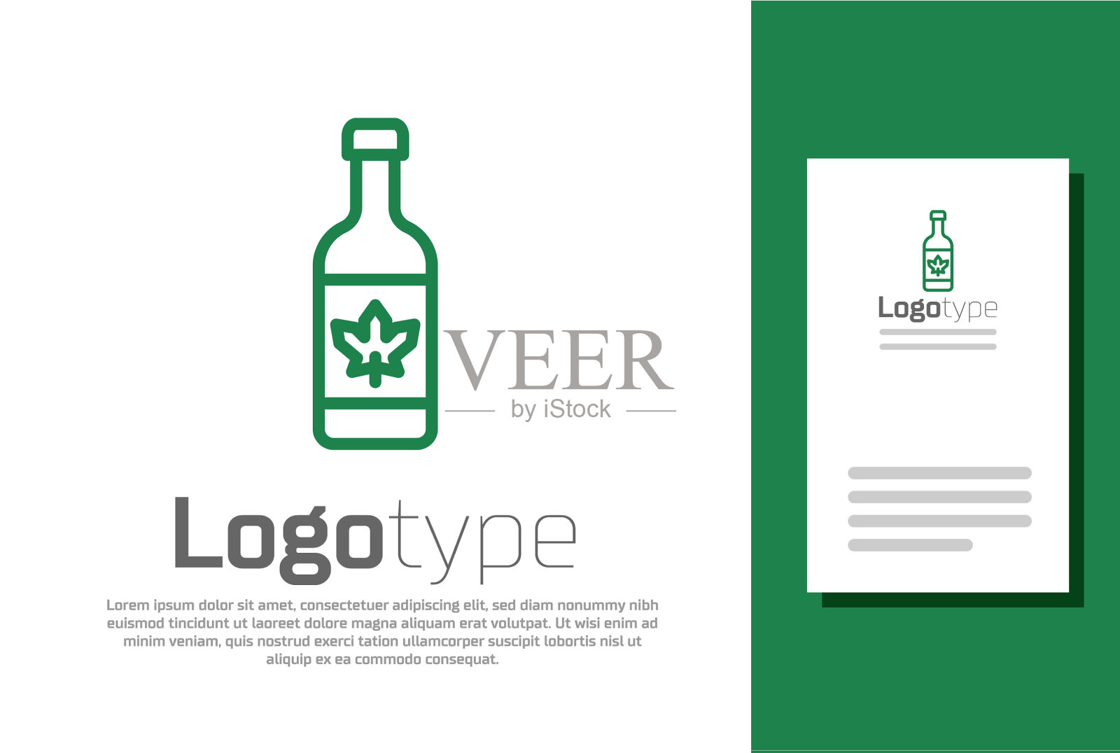 绿线啤酒瓶图标孤立在白色上插画图片素材