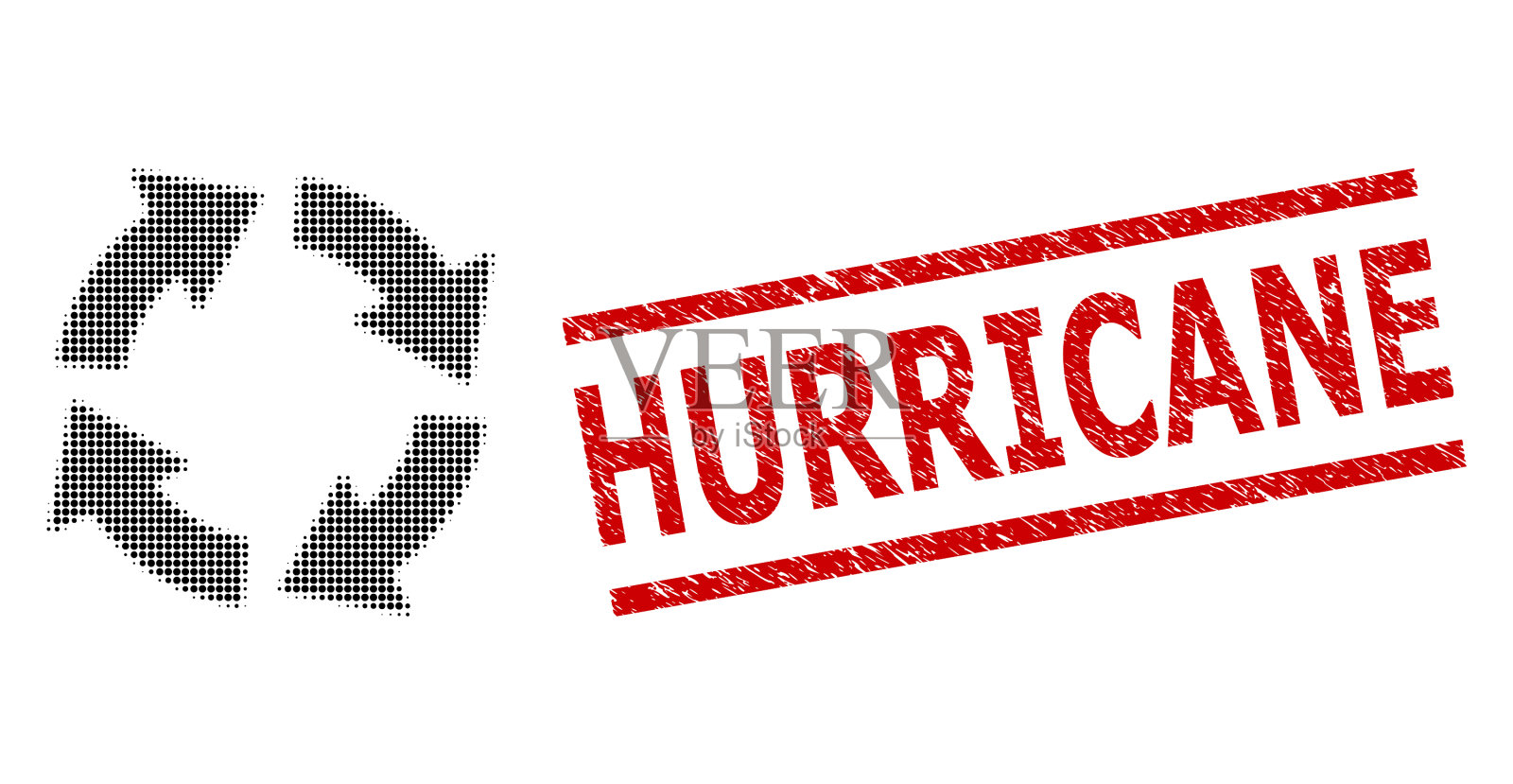 垃圾飓风印章和半色调点缀插画图片素材