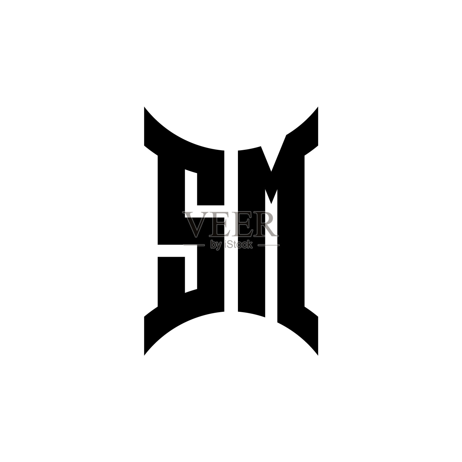 Sm图案标志与弯曲的一面插画图片素材