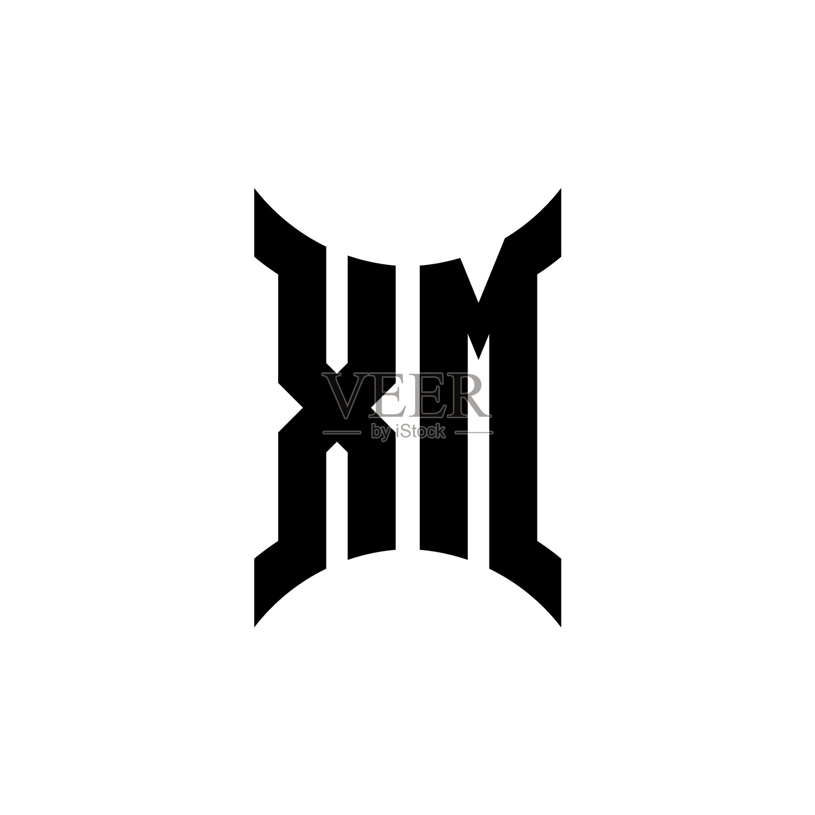 Xm字母标志与弯曲的一面插画图片素材