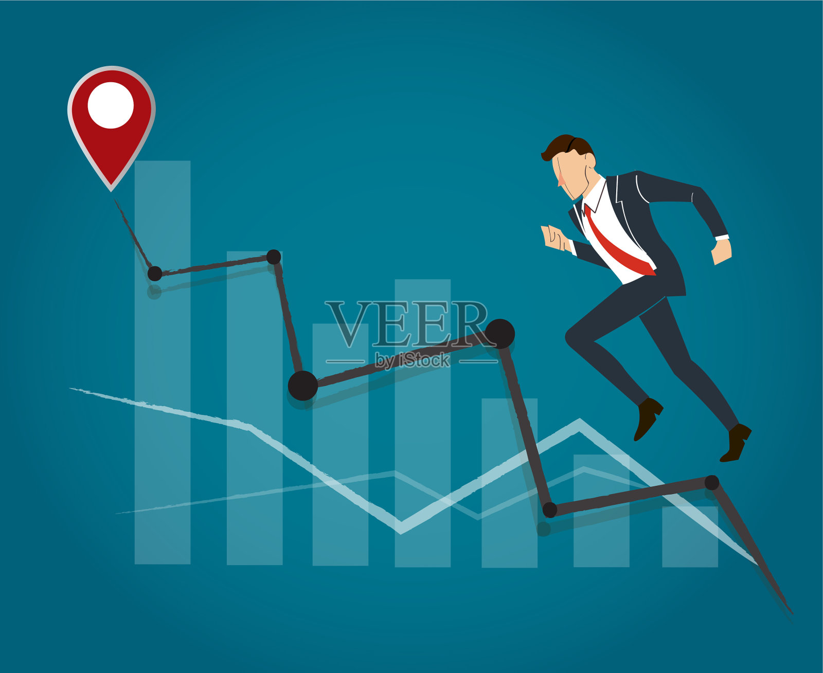 商人运行与高图表插画图片素材