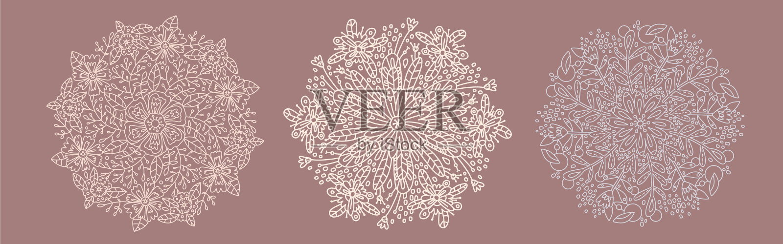 收集梅门迪花卉图案白色蕾丝插画图片素材