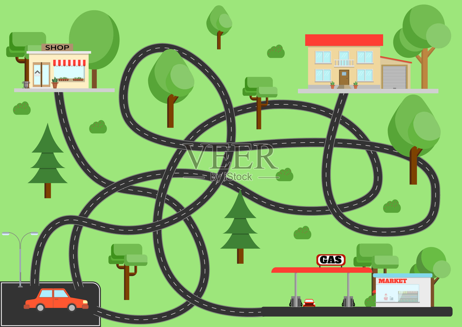 帮助汽车找到回家的路插画图片素材