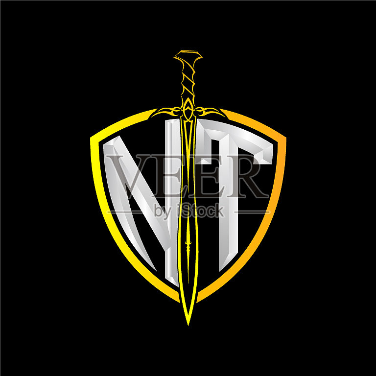 首字母n t是一个装饰的盾牌插画图片素材