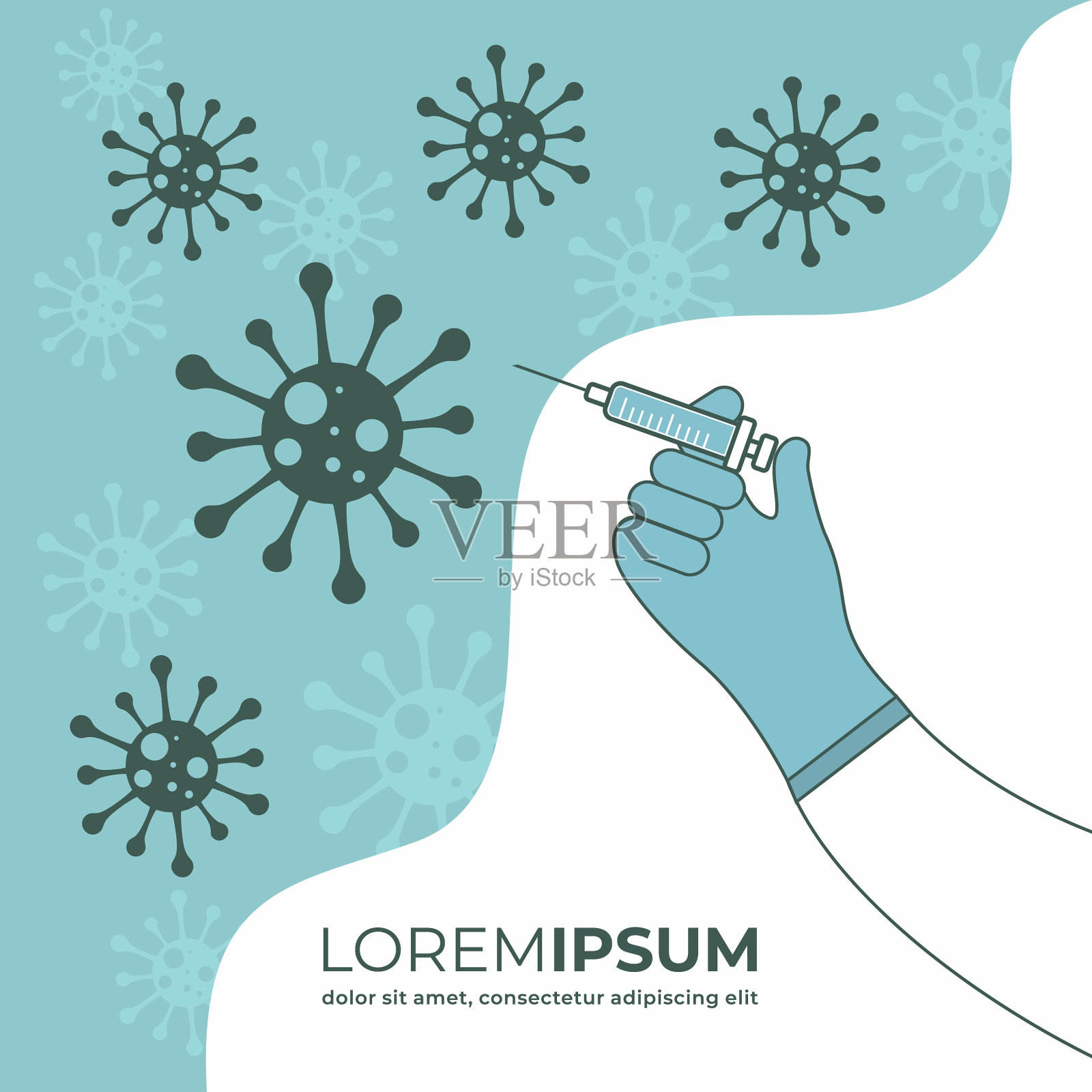 医生手注射病毒疫苗插画图片素材