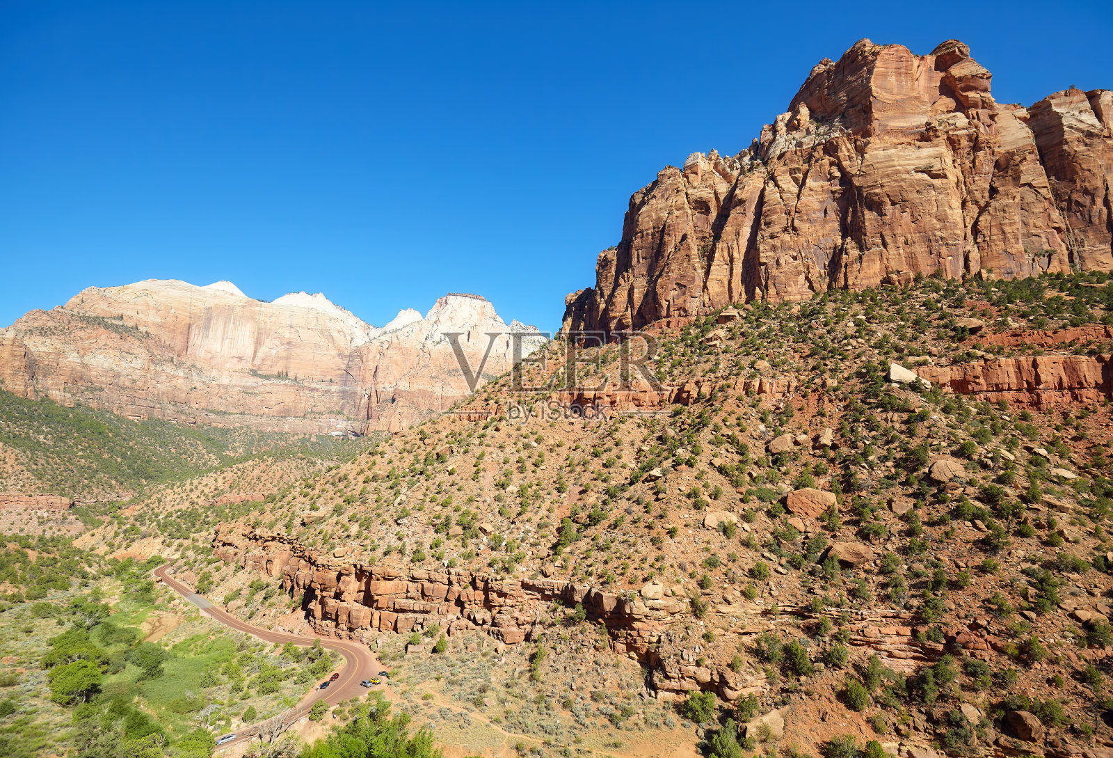 美国犹他州锡安国家公园风景秀丽。照片摄影图片