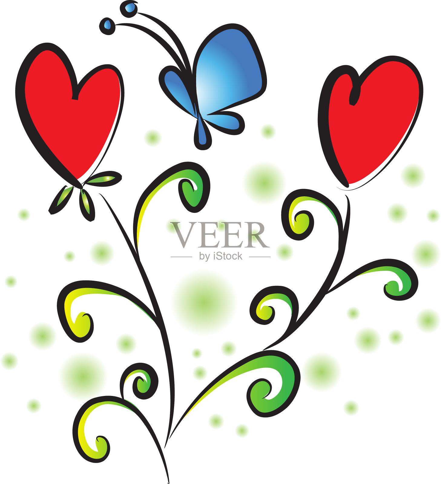 矢量热形花和蝴蝶插画图片素材