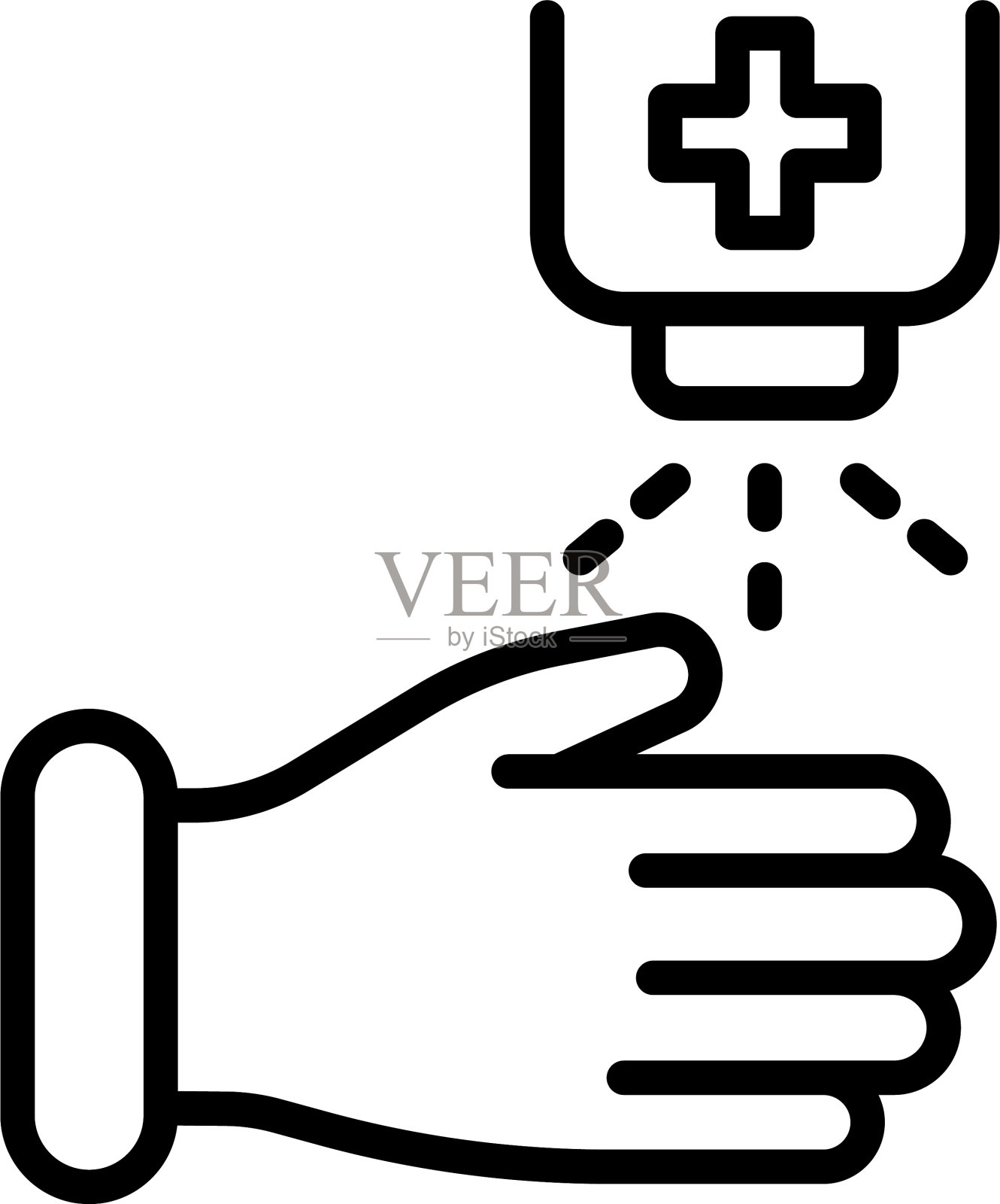 手消毒图标轮廓风格插画图片素材