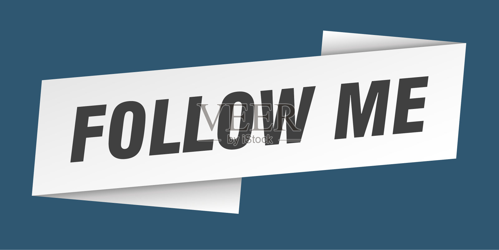 跟着我的横幅模板丝带标签标志插画图片素材