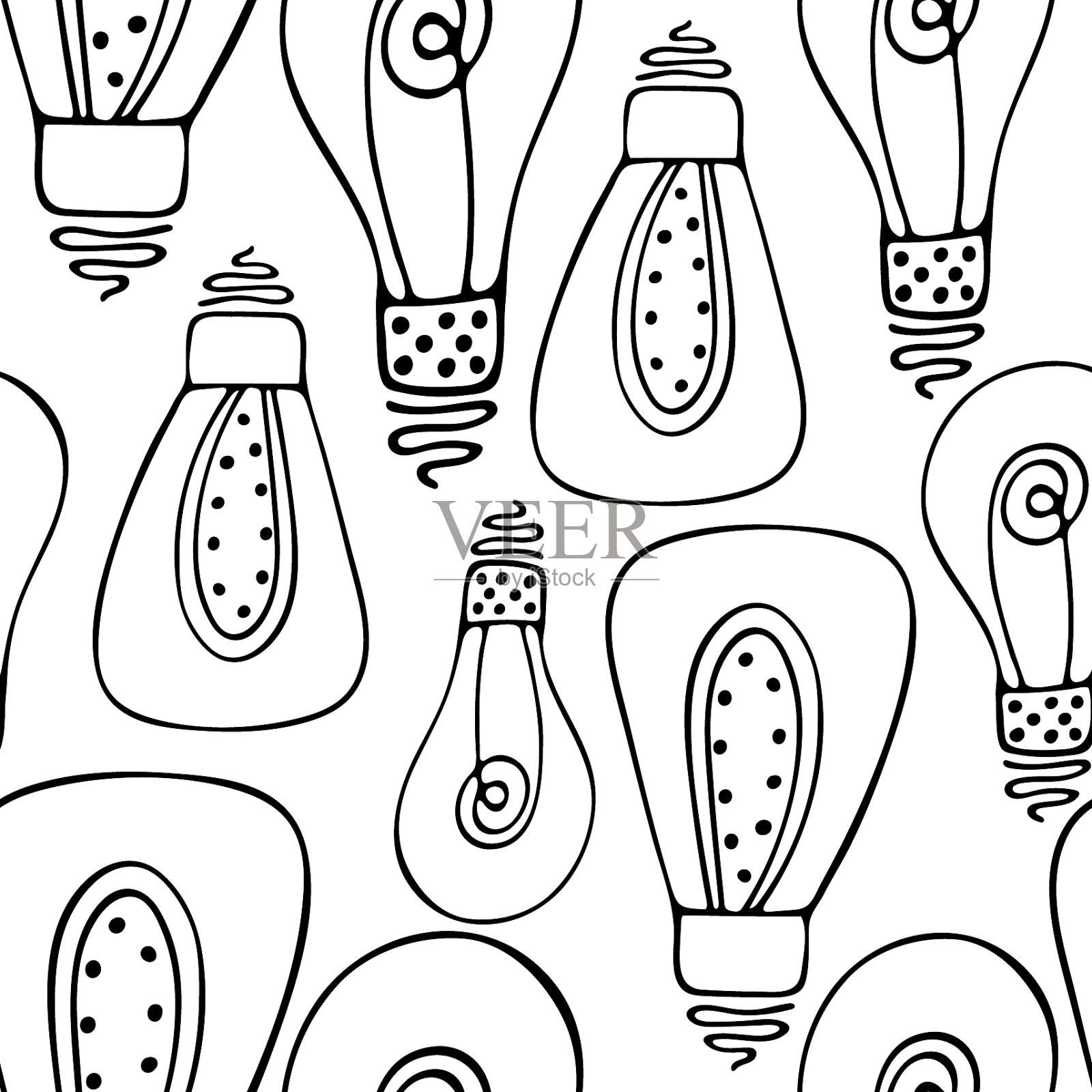 白底上的灯泡图案插画图片素材