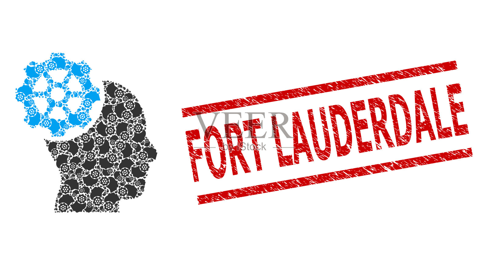 头齿轮递归马赛克头齿轮图标和插画图片素材