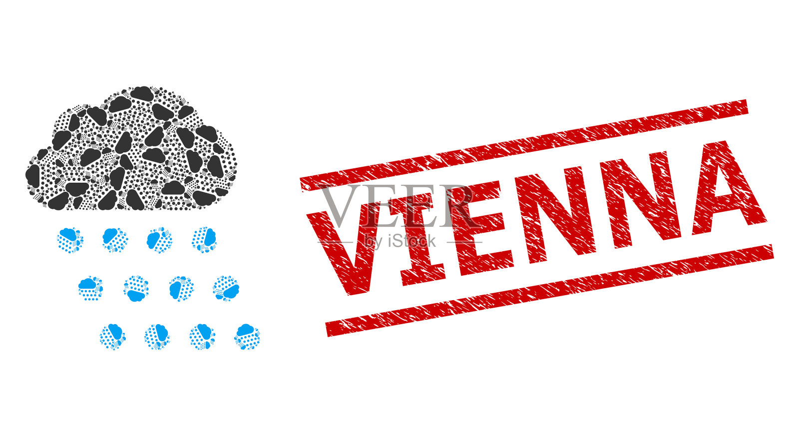 雨云递归拼贴雨云图标插画图片素材