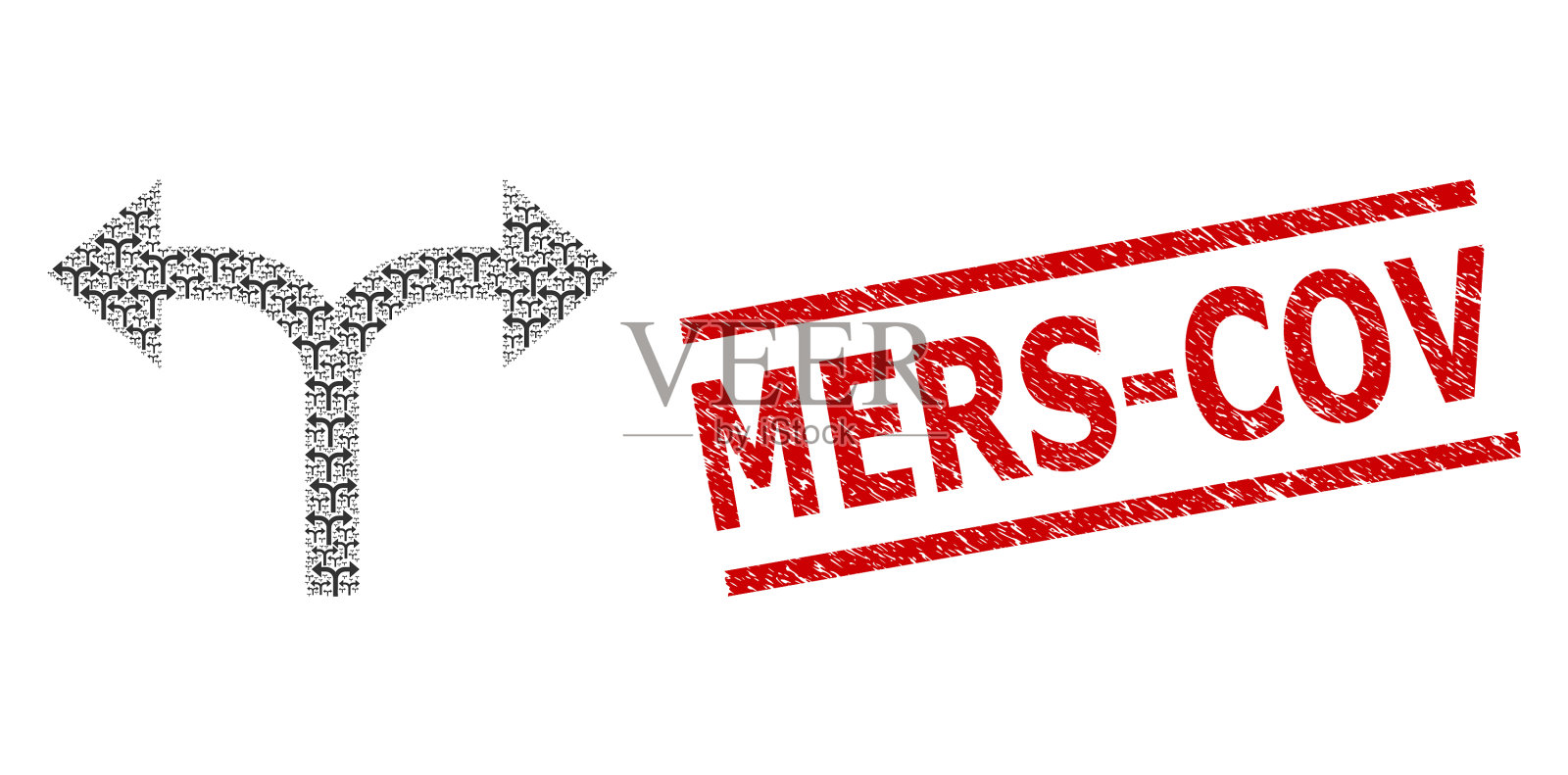 分岔箭头左归右拼贴插画图片素材