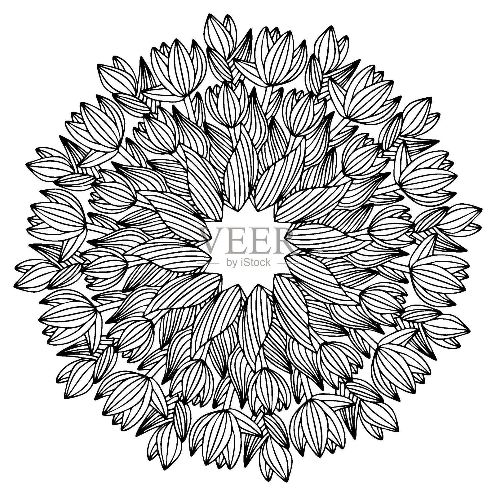 花条纹郁金香花曼荼罗股票矢量插图插画图片素材