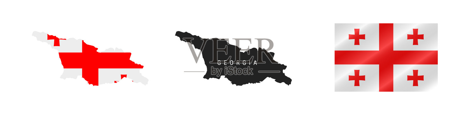 格鲁吉亚。详细的地图。详细的轮廓。挥舞着国旗。矢量图插画图片素材