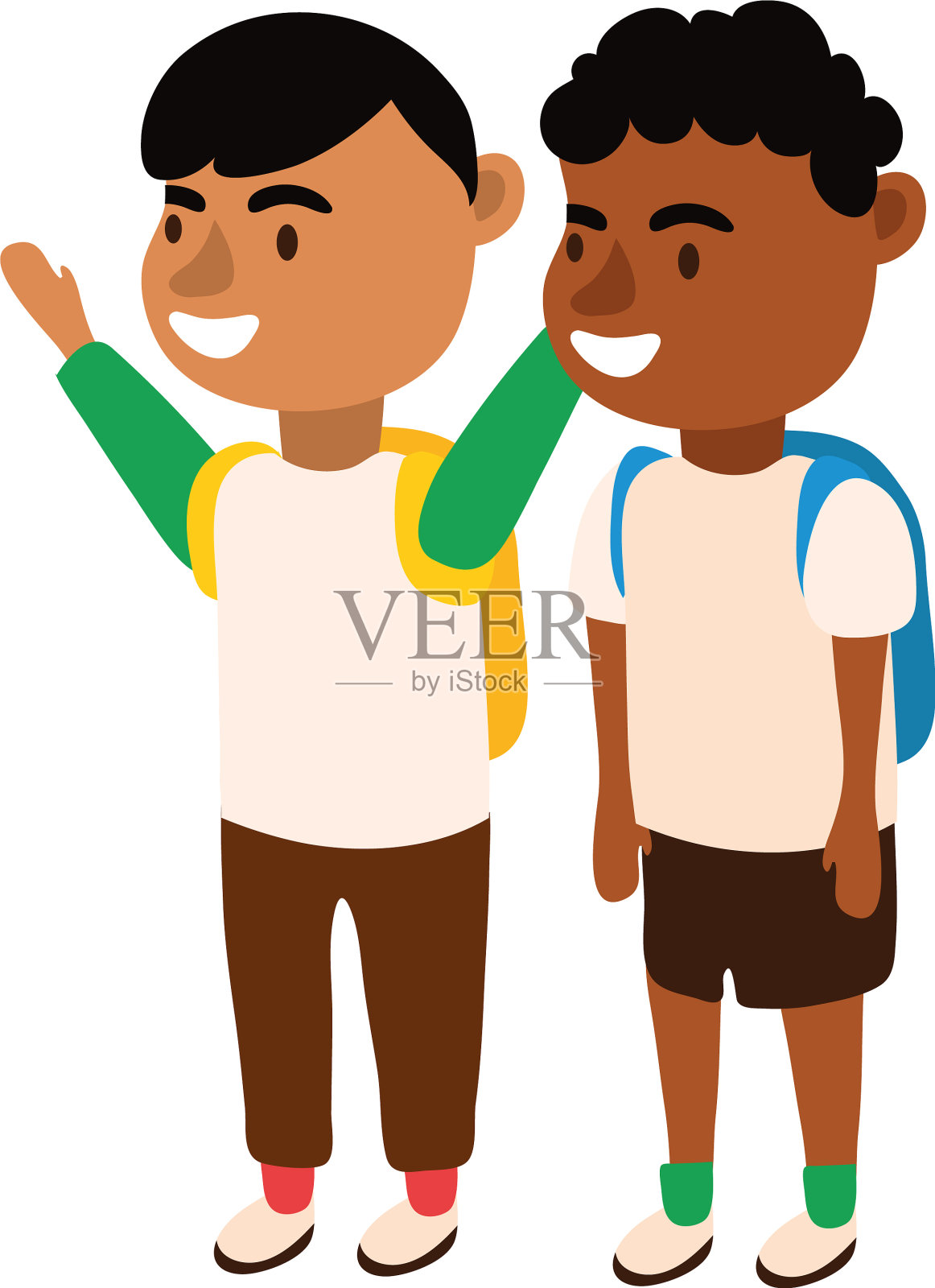 异族学生和男孩的化身设计元素图片