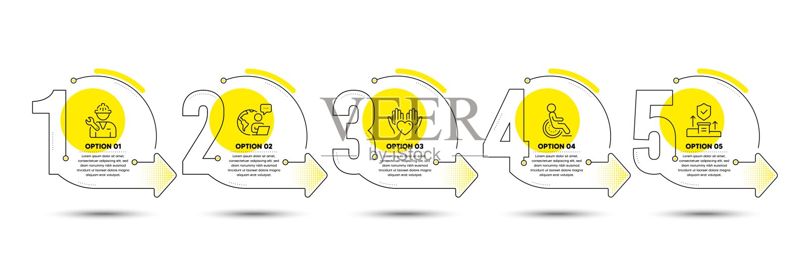 残疾,维修和安全机构图标设置。保持心的迹象。向量插画图片素材