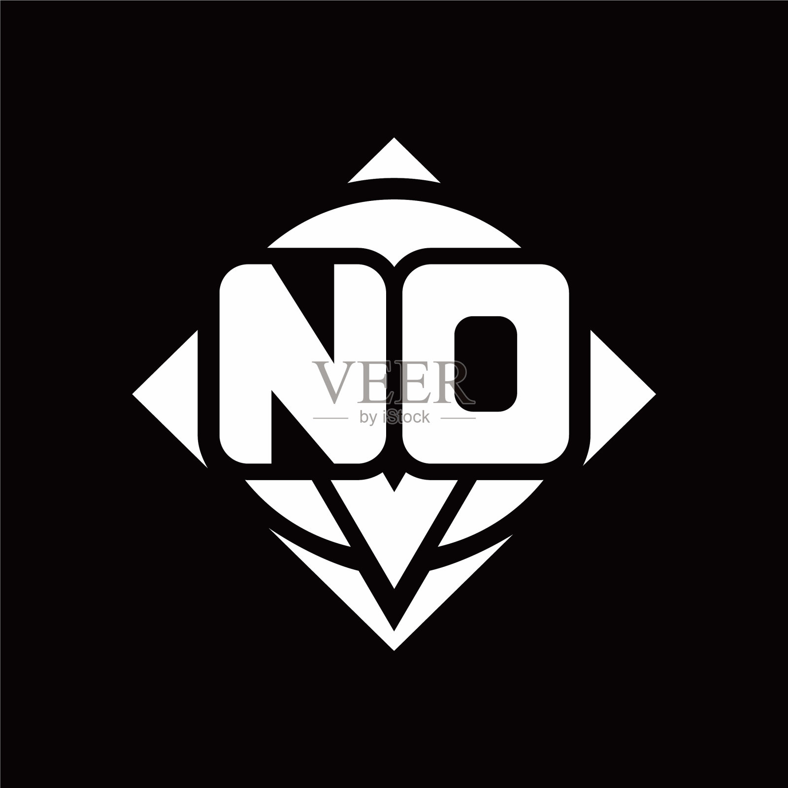 Nd标志与圆形形状和方形的交织字母插画图片素材