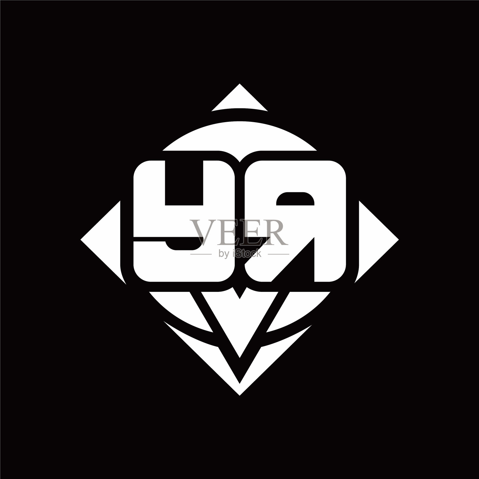 你的标志字母与圆形形状和方形插画图片素材