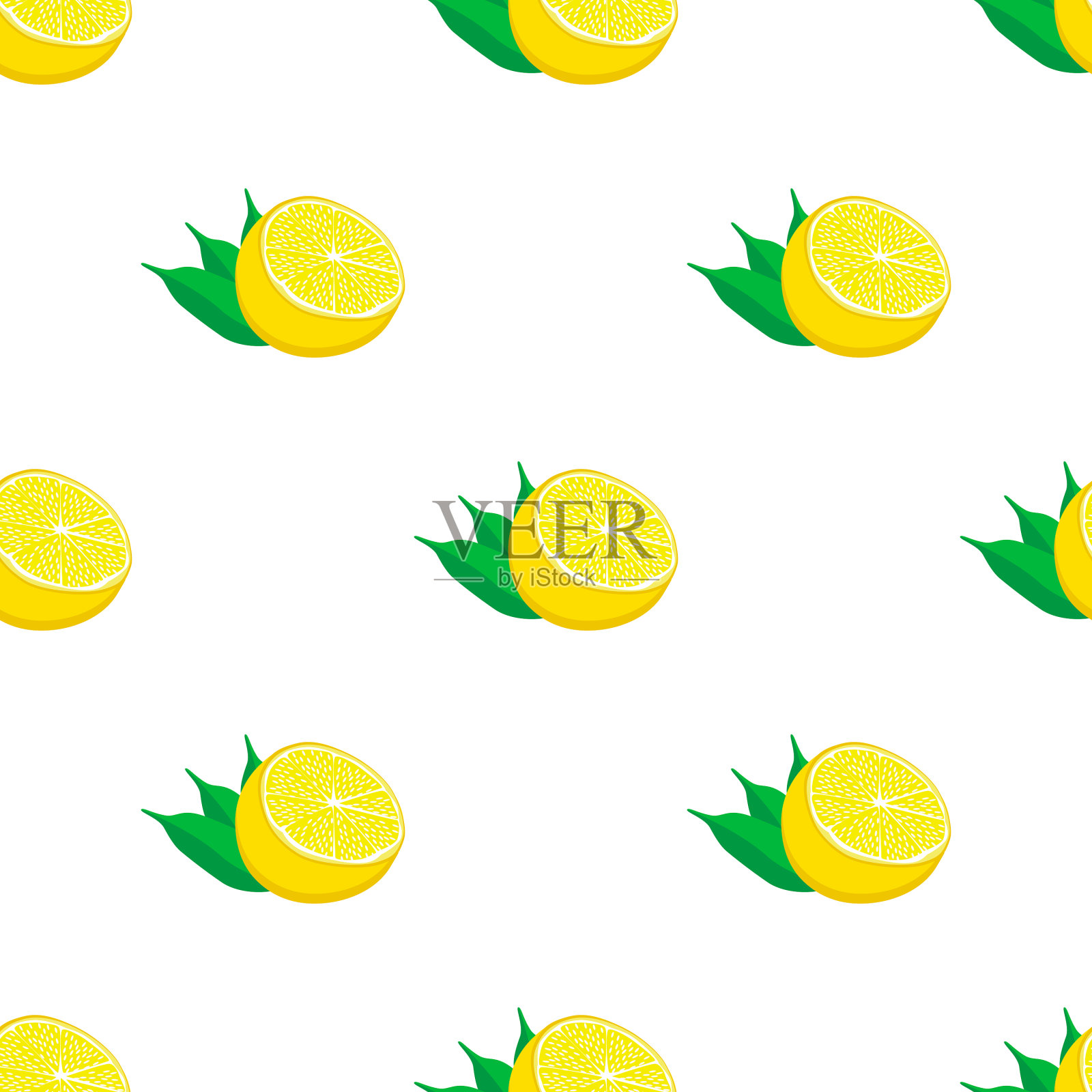 主题上大颜色无缝黄柠檬插画图片素材