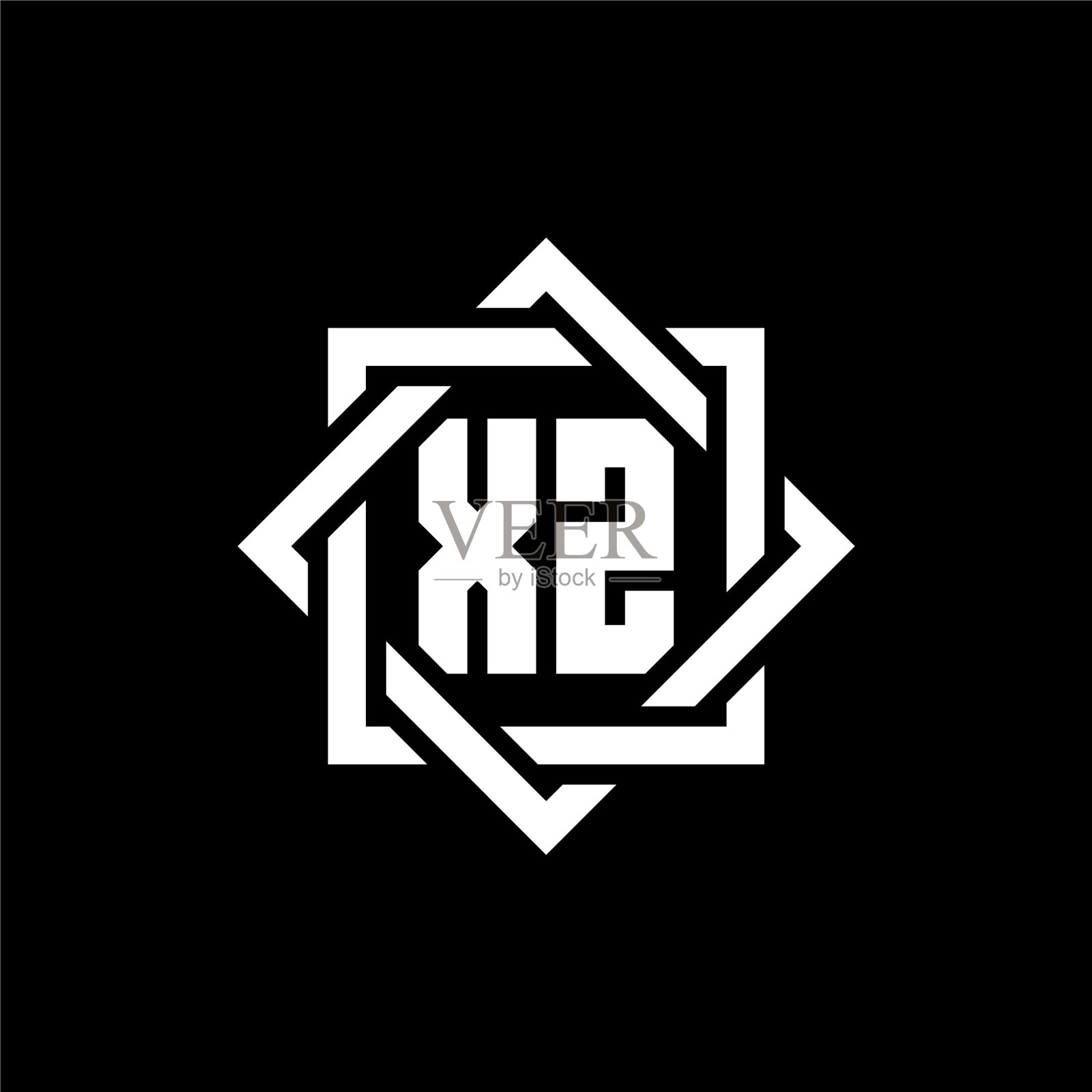 Xz图案标志与抽象的方形围绕插画图片素材