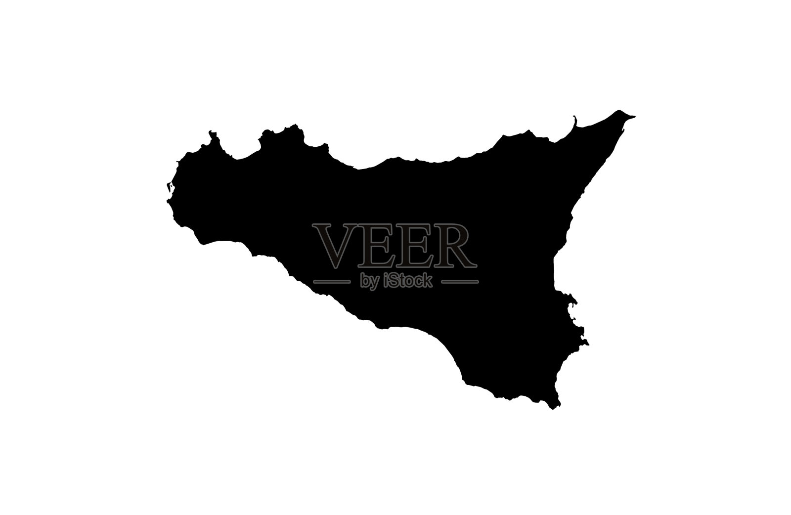 西西里岛地图插画图片素材