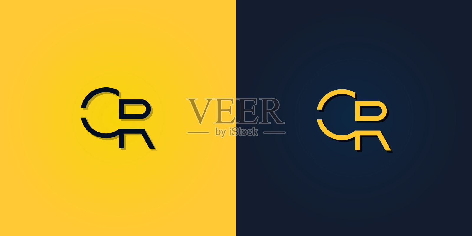 极简抽象首字母CR标志。插画图片素材